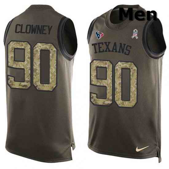 Men Nike Houston Texans 90 Jadeveon Clowney Limited Green Salute to Service Tank Top NFL Jersey